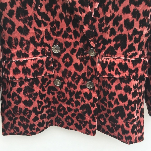 J Crew Leopard Velvet Double Breasted Blazer NEW - Picture 6 of 8